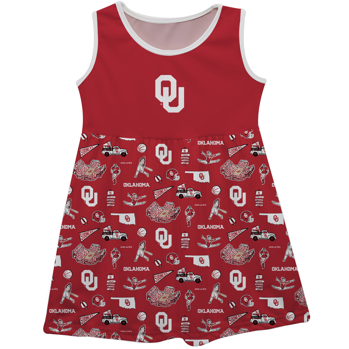 Girls Infant Vive La Fete Crimson Oklahoma Sooners Impressions Artwork Tank Top Dress