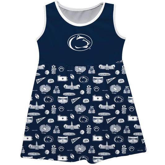 Girls Infant Vive La Fete Navy Penn State Nittany Lions Impressions Artwork Tank Top Dress