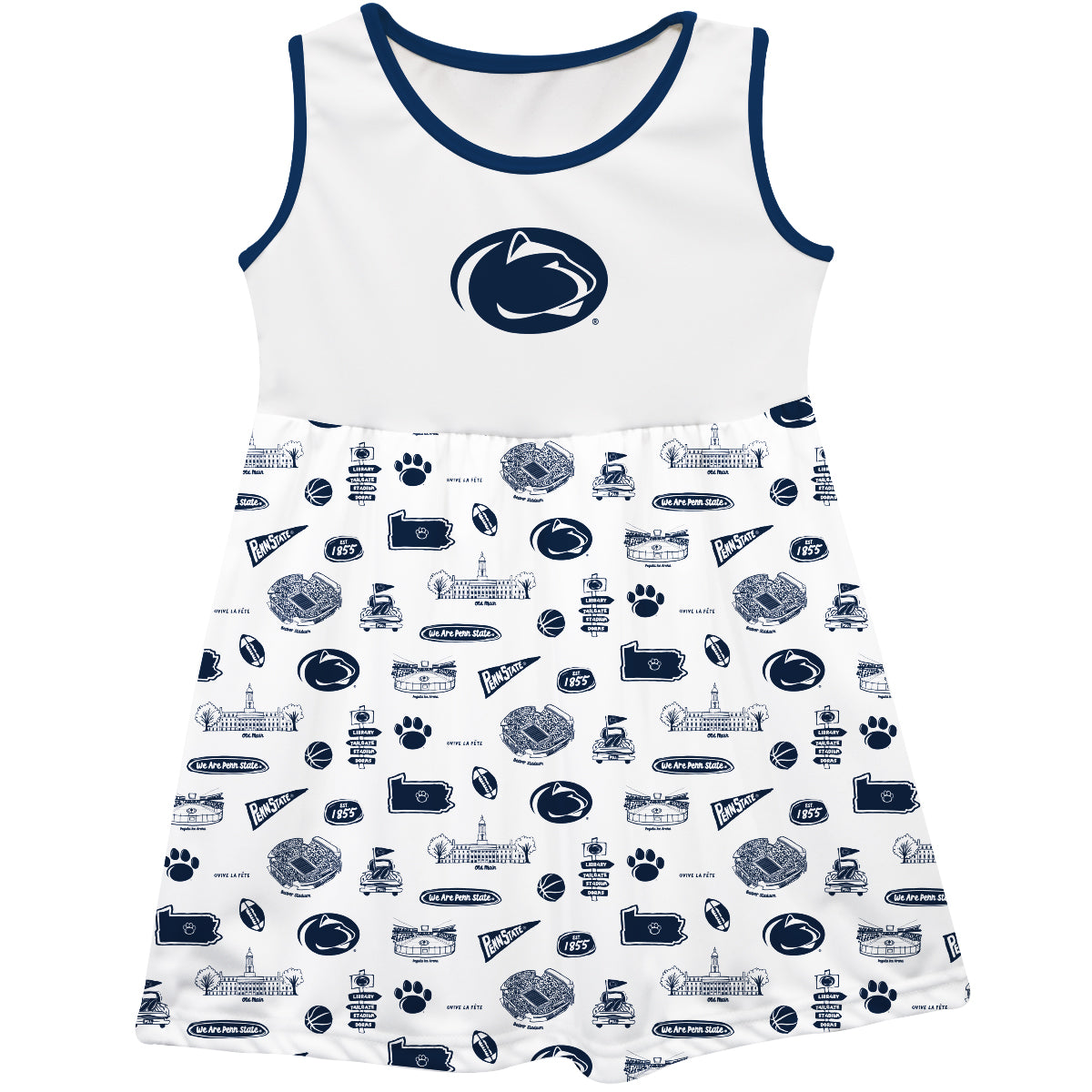 Girls Infant Vive La Fete White Penn State Nittany Lions Impressions Artwork Tank Top Dress