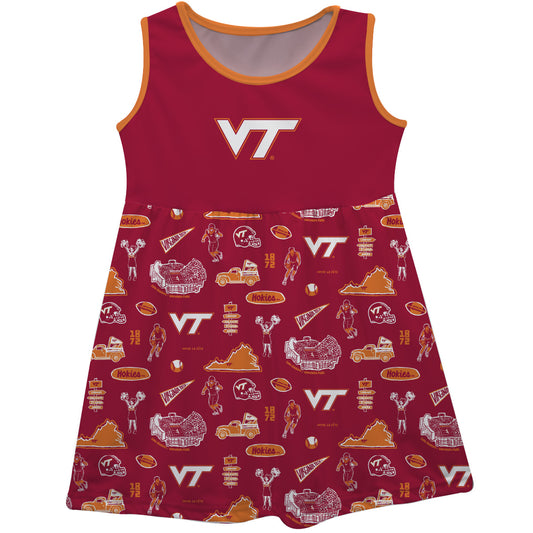 Girls Infant Vive La Fete Maroon Virginia Tech Hokies Impressions Artwork Tank Top Dress