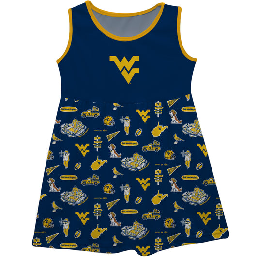 Girls Infant Vive La Fete Navy West Virginia Mountaineers Impressions Artwork Tank Top Dress