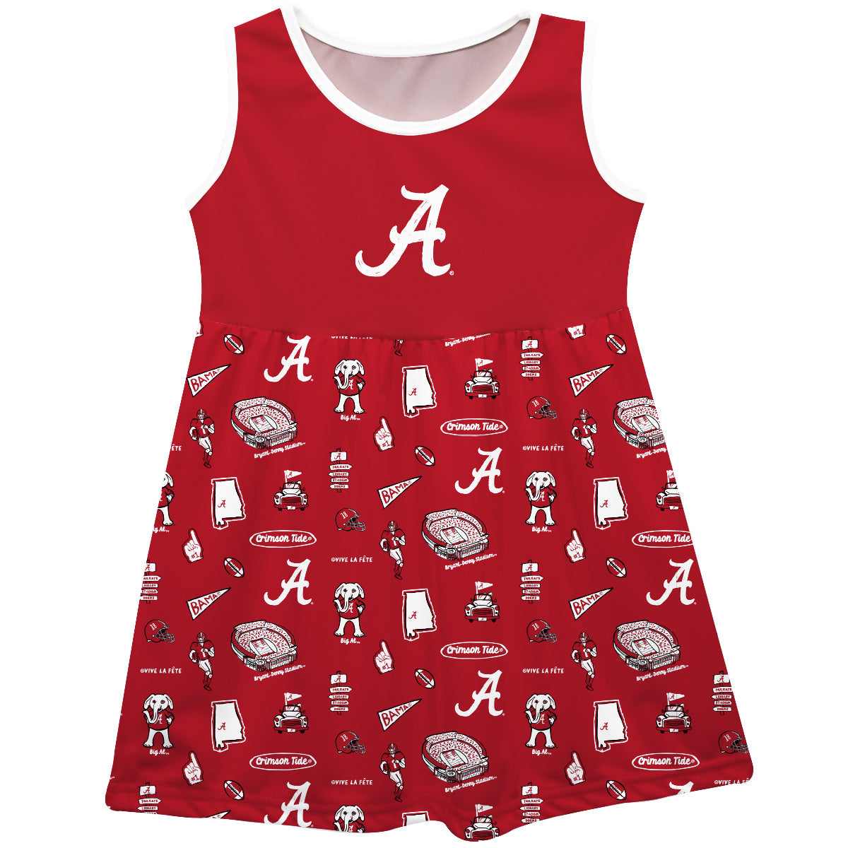 Girls Toddler Vive La Fete Crimson Alabama Crimson Tide Impressions Artwork Tank Top Dress