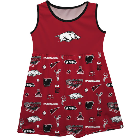 Girls Toddler Vive La Fete Cardinal Arkansas Razorbacks Impressions Artwork Tank Top Dress
