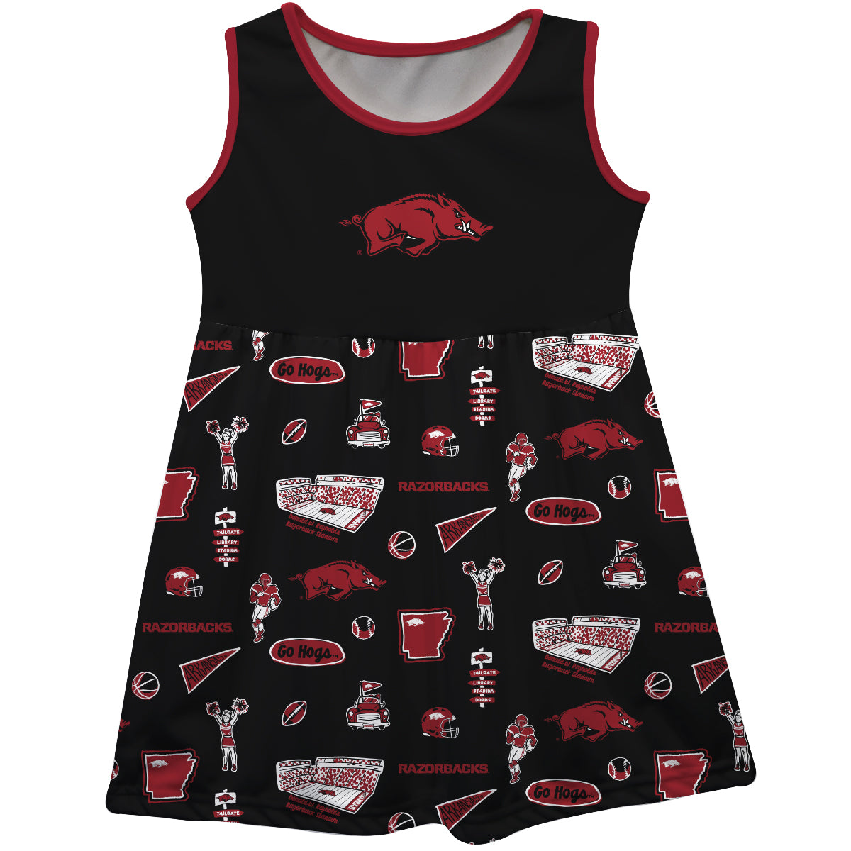 Girls Toddler Vive La Fete Black Arkansas Razorbacks Impressions Artwork Tank Top Dress
