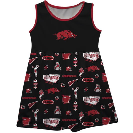 Girls Toddler Vive La Fete Black Arkansas Razorbacks Impressions Artwork Tank Top Dress
