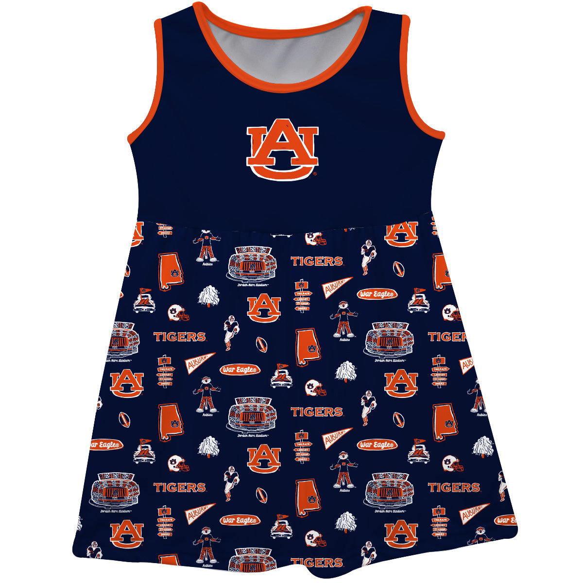 Girls Toddler Vive La Fete Navy Auburn Tigers Impressions Artwork Tank Top Dress
