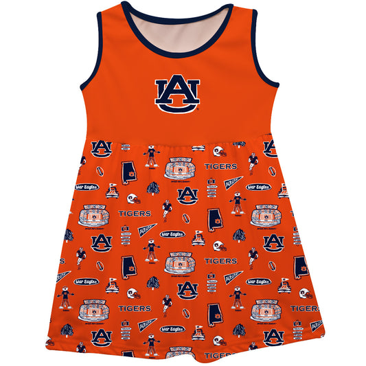 Girls Toddler Vive La Fete Orange Auburn Tigers Impressions Artwork Tank Top Dress