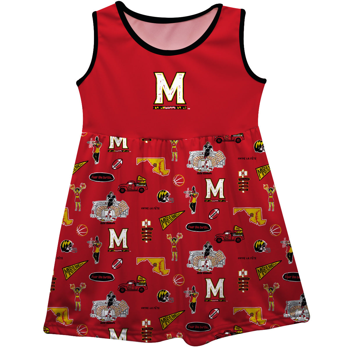 Girls Toddler Vive La Fete Red Maryland Terrapins Impressions Artwork Tank Top Dress