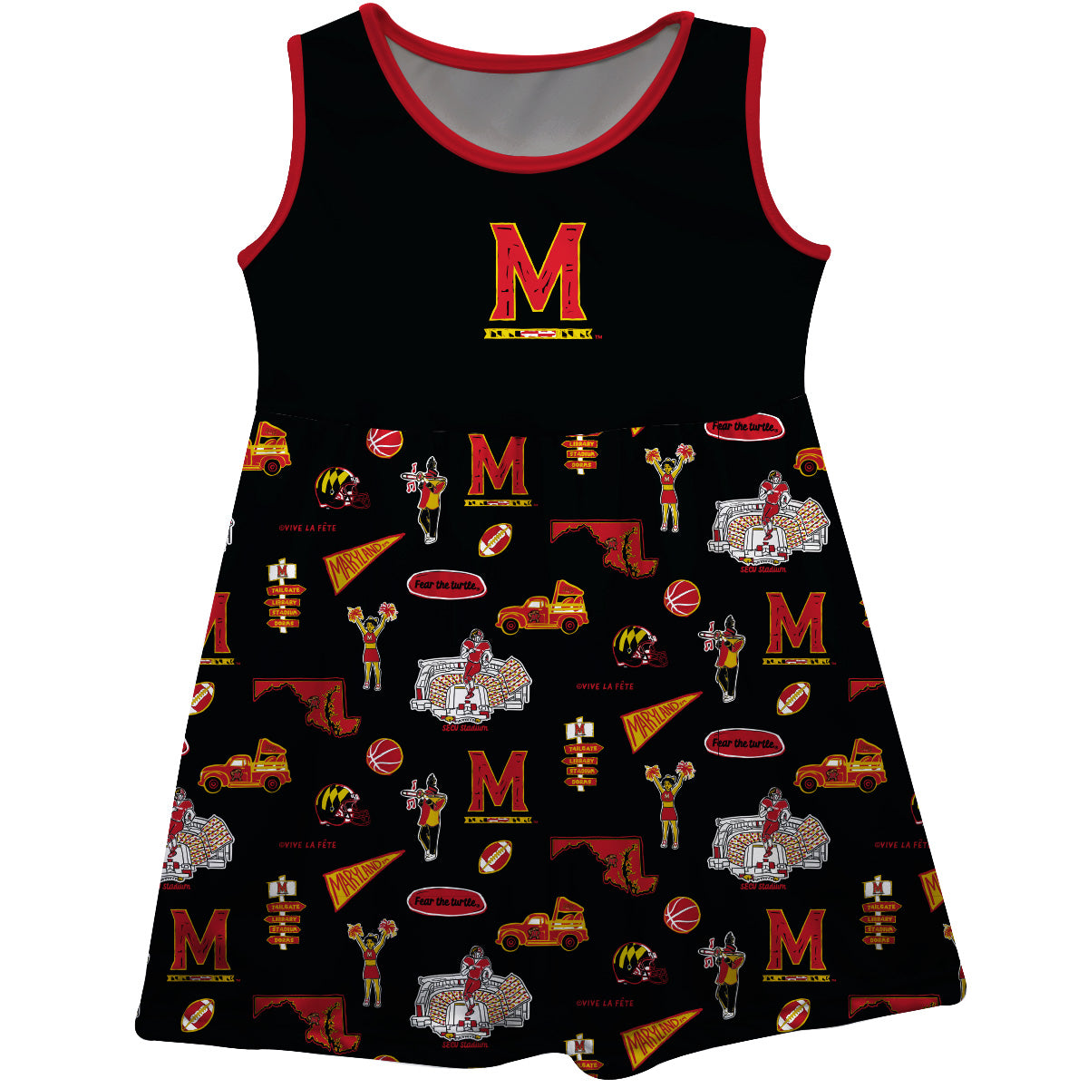 Girls Toddler Vive La Fete Black Maryland Terrapins Impressions Artwork Tank Top Dress