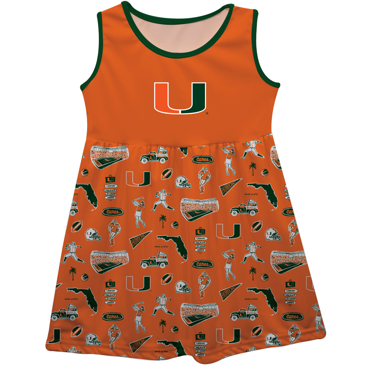 Girls Toddler Vive La Fete Orange Miami Hurricanes Impressions Artwork Tank Top Dress