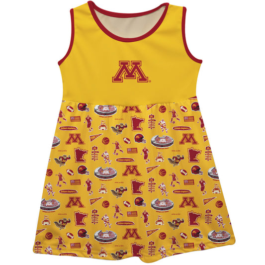 Girls Toddler Vive La Fete Gold Minnesota Golden Gophers Impressions Artwork Tank Top Dress