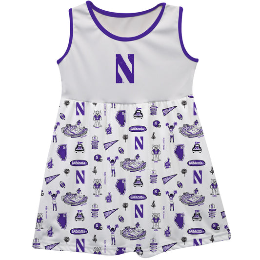 Girls Toddler Vive La Fete White Northwestern Wildcats Impressions Artwork Tank Top Dress