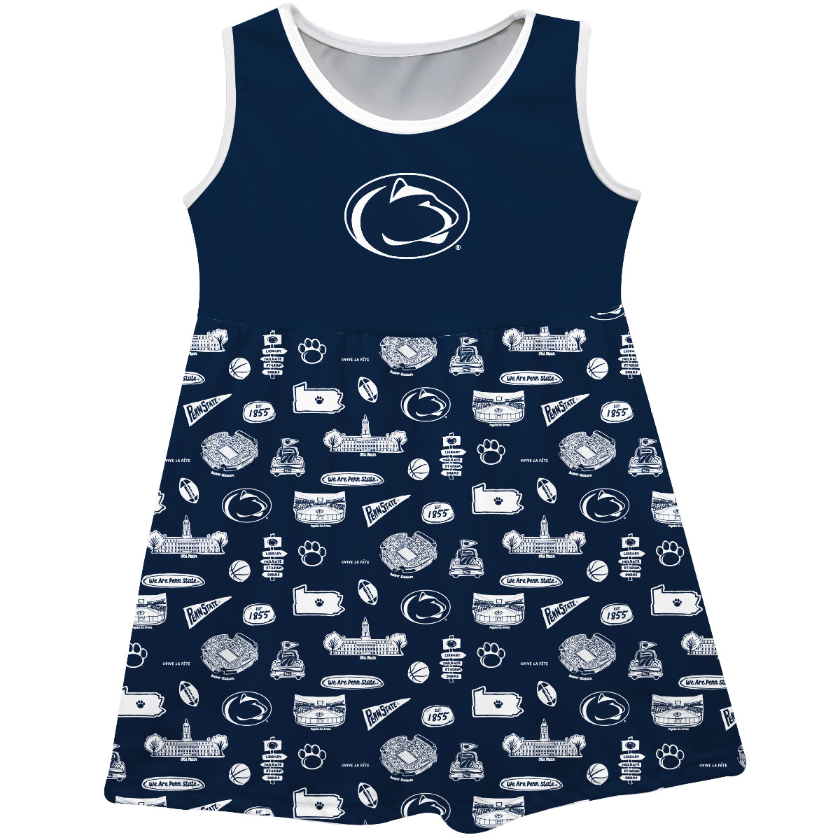 Girls Toddler Vive La Fete Navy Penn State Nittany Lions Impressions Artwork Tank Top Dress