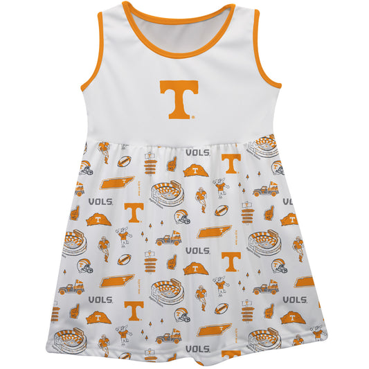 Girls Toddler Vive La Fete White Tennessee Volunteers Impressions Artwork Tank Top Dress