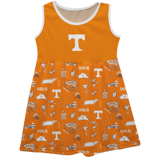 Girls Toddler Vive La Fete Tennessee Orange Tennessee Volunteers Impressions Artwork Tank Top Dress