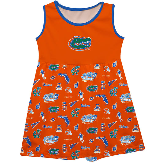Girls Toddler Vive La Fete Orange Florida Gators Impressions Artwork Tank Top Dress