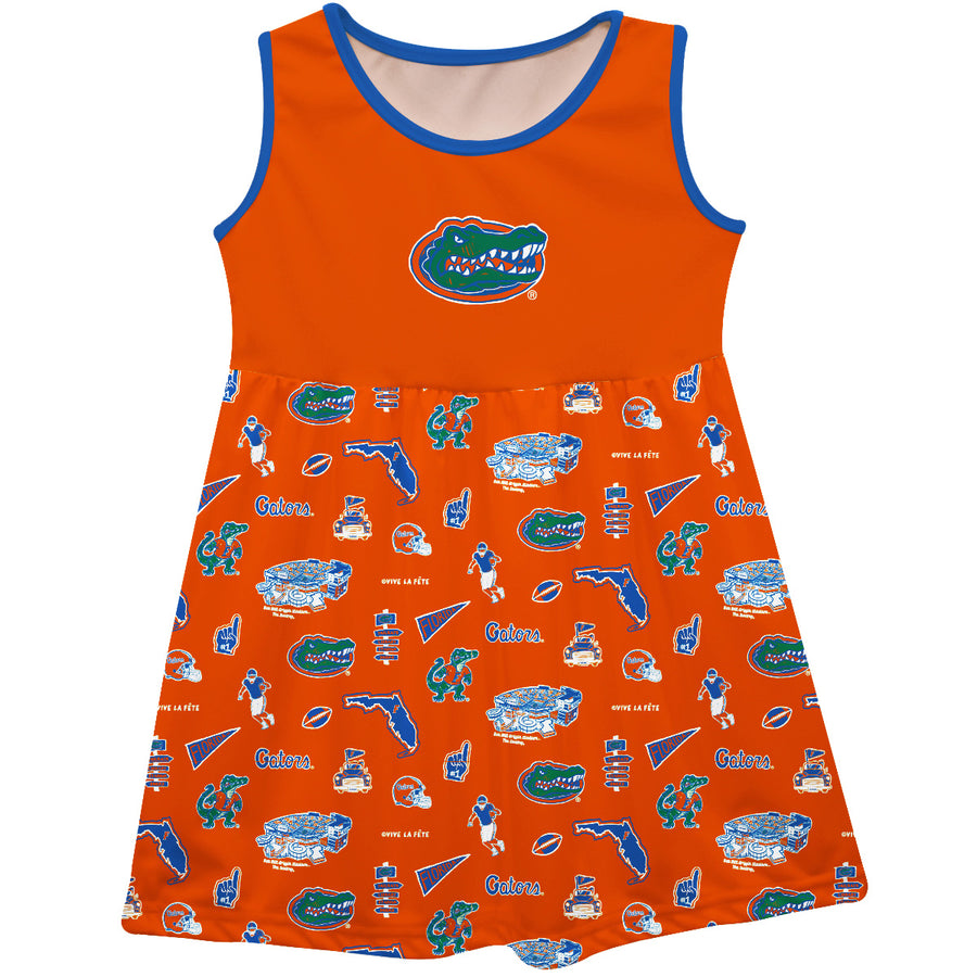 Girls Toddler Vive La Fete Orange Florida Gators Impressions Artwork Tank Top Dress