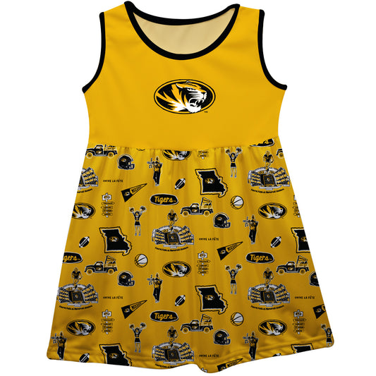 Girls Toddler Vive La Fete Gold Missouri Tigers Impressions Artwork Tank Top Dress