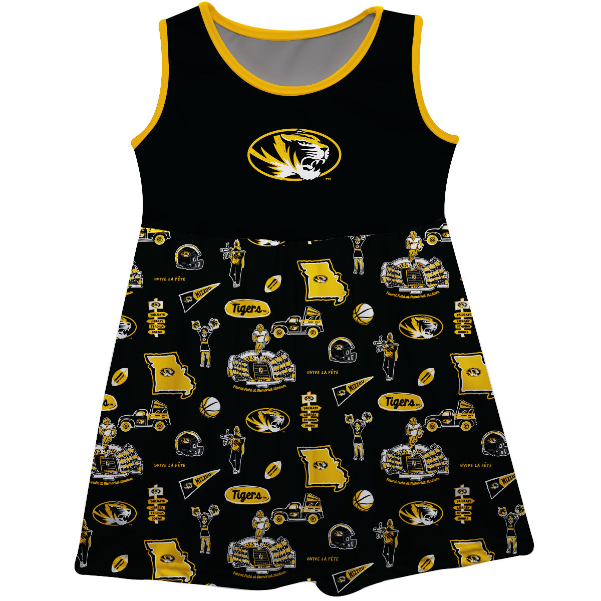 Girls Toddler Vive La Fete Black Missouri Tigers Impressions Artwork Tank Top Dress