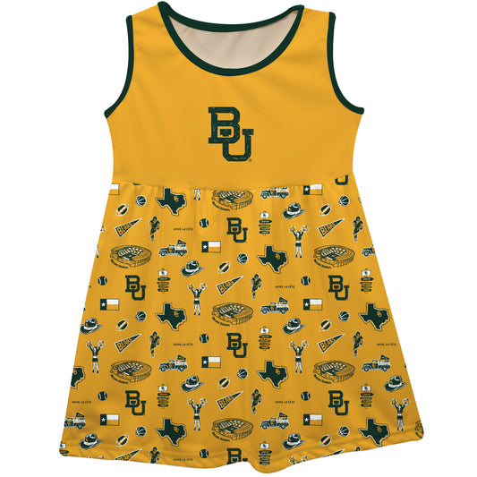 Girls Youth Vive La Fete  Gold Baylor Bears Impressions Artwork Tank Top Dress