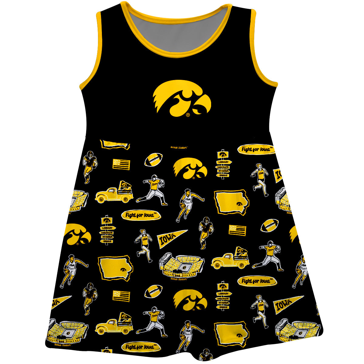 Girls Youth Vive La Fete  Black Iowa Hawkeyes Impressions Artwork Tank Top Dress