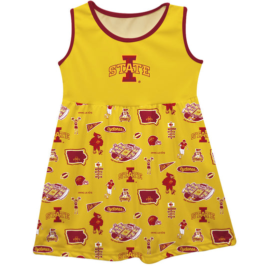 Girls Youth Vive La Fete  Gold Iowa State Cyclones Impressions Artwork Tank Top Dress