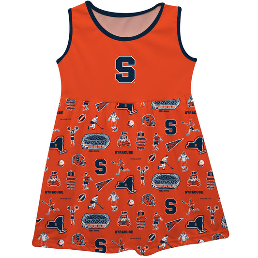 Girls Youth Vive La Fete  Orange Syracuse Orange Impressions Artwork Tank Top Dress