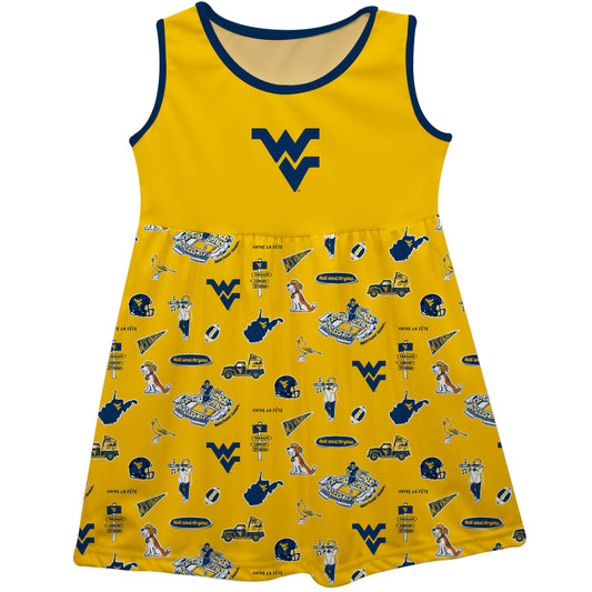 Girls Youth Vive La Fete  Gold West Virginia Mountaineers Impressions Artwork Tank Top Dress