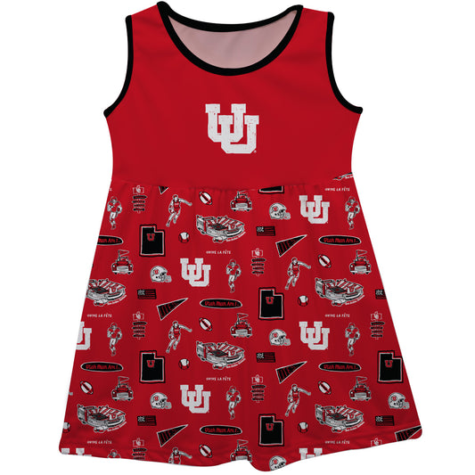 Girls Youth Vive La Fete  Red Utah Utes Impressions Artwork Tank Top Dress