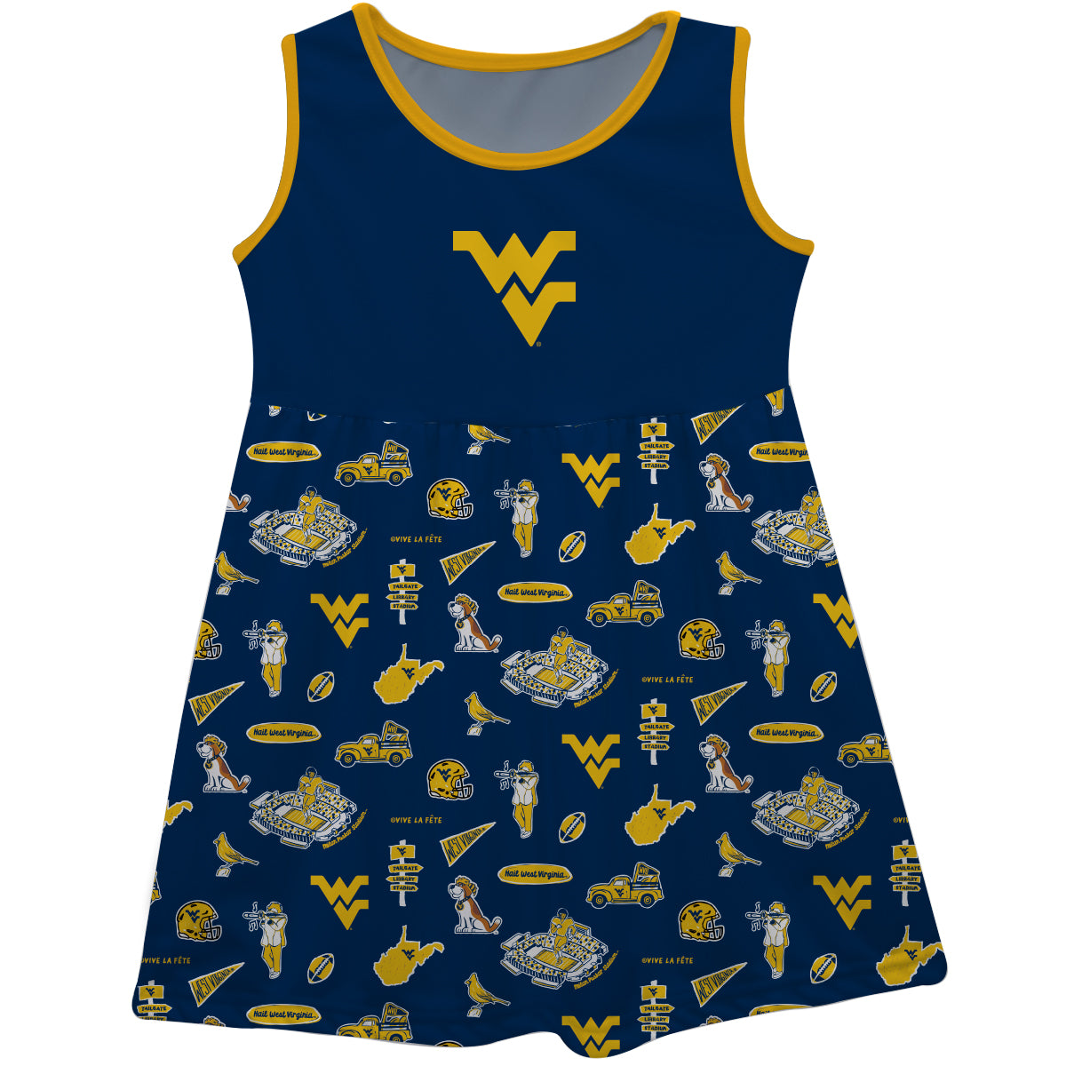 Girls Youth Vive La Fete  Navy West Virginia Mountaineers Impressions Artwork Tank Top Dress