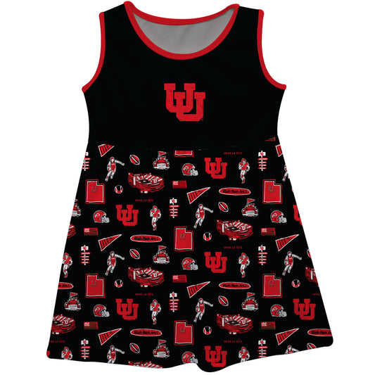 Girls Youth Vive La Fete  Black Utah Utes Impressions Artwork Tank Top Dress