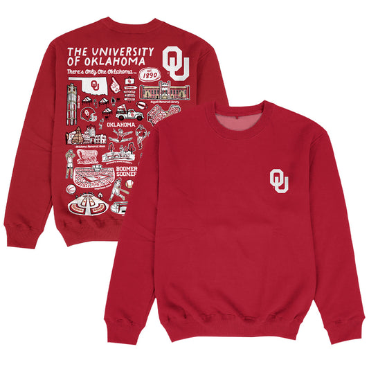 Women's Vive La Fete Crimson Oklahoma Sooners Impressions Artwork Pullover Sweatshirt