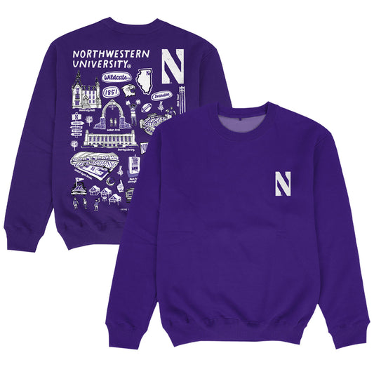 Women's Vive La Fete Purple Northwestern Wildcats Impressions Artwork Pullover Sweatshirt