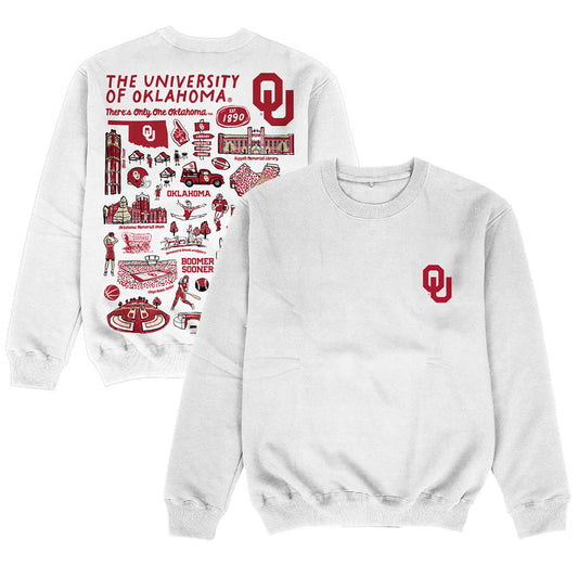 Women's Vive La Fete White Oklahoma Sooners Impressions Artwork Pullover Sweatshirt