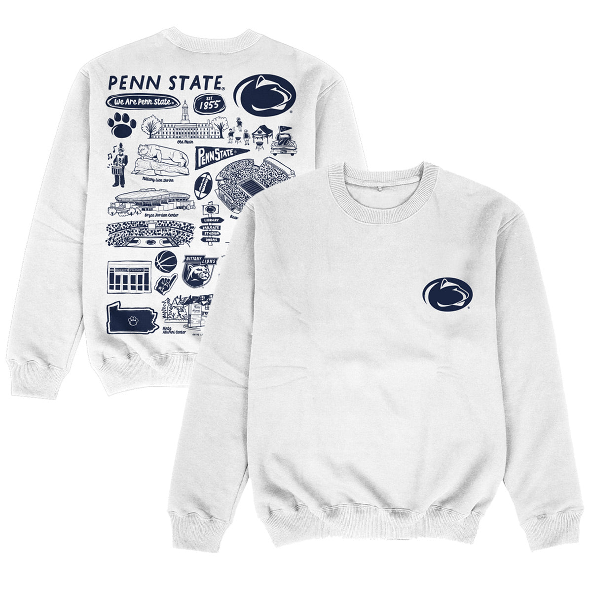 Women's Vive La Fete White Penn State Nittany Lions Impressions Artwork Pullover Sweatshirt