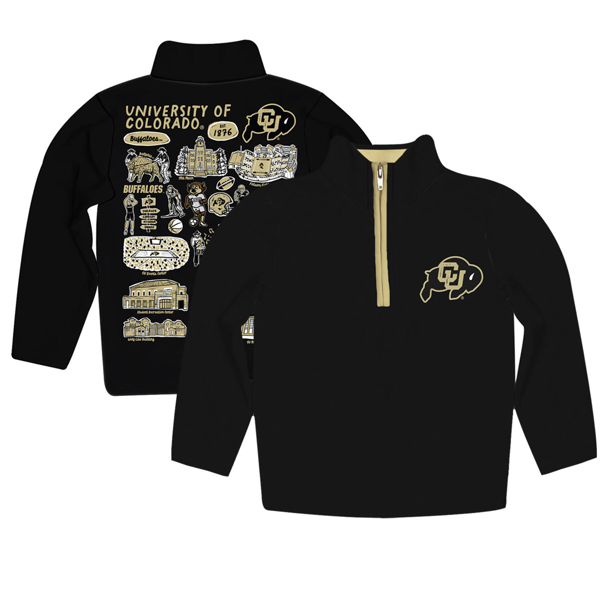 Toddler Vive La Fete Black  Colorado Buffaloes Impressions Artwork Quarter-Zip Jacket