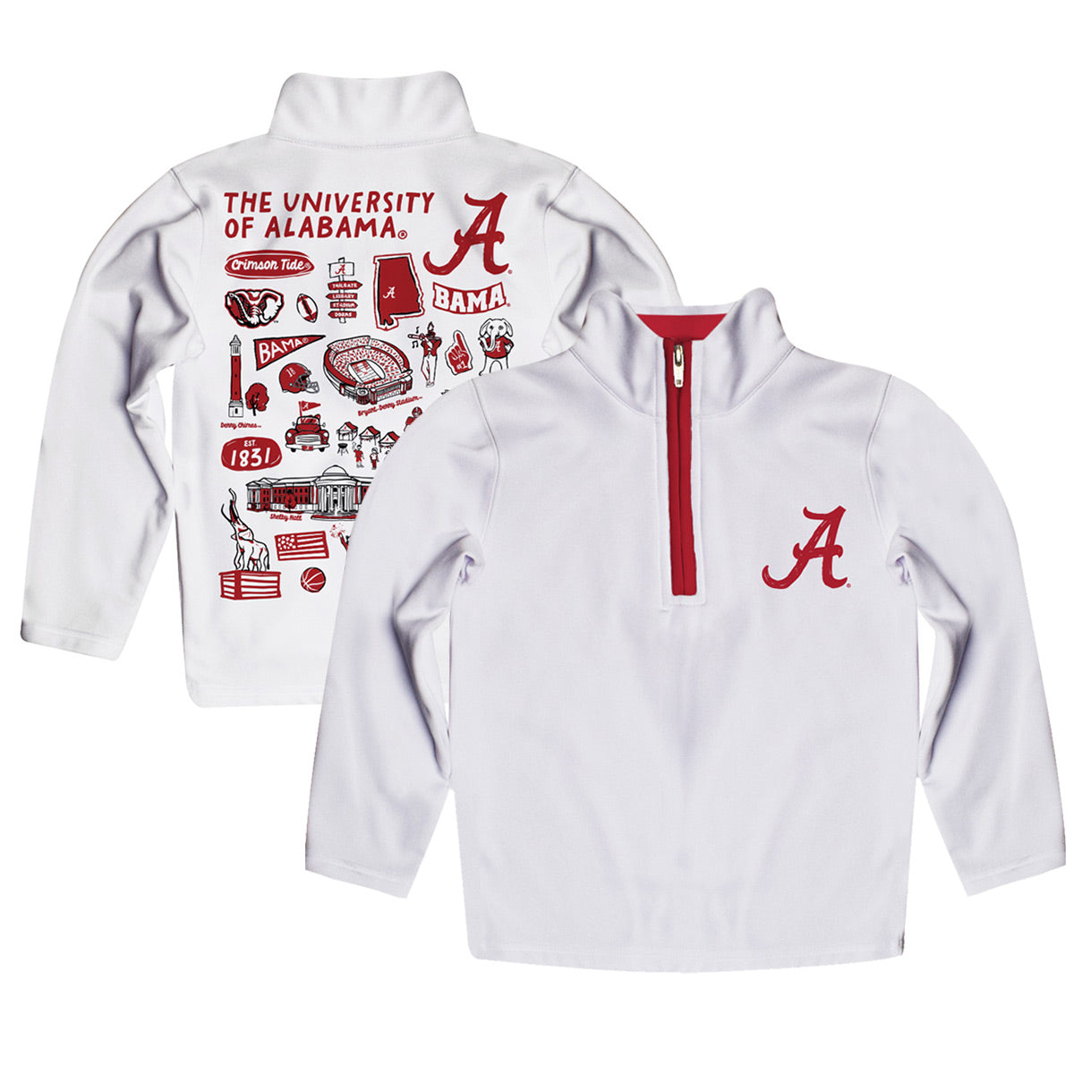 Toddler Vive La Fete White  Alabama Crimson Tide Impressions Artwork Quarter-Zip Jacket