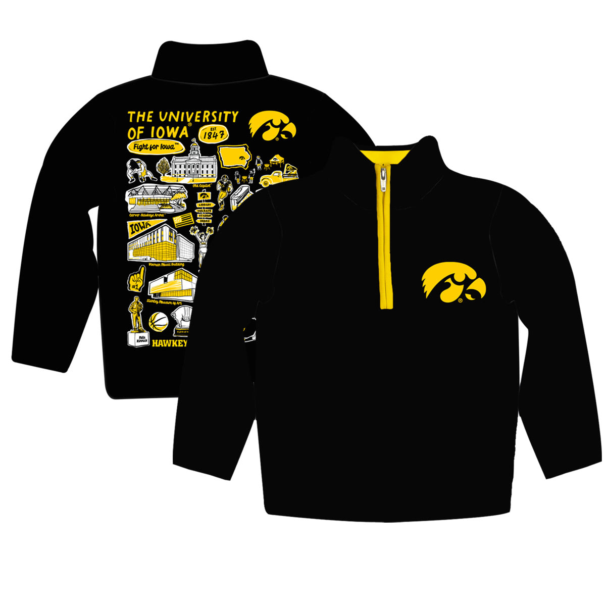 Toddler Vive La Fete Black  Iowa Hawkeyes Impressions Artwork Quarter-Zip Jacket