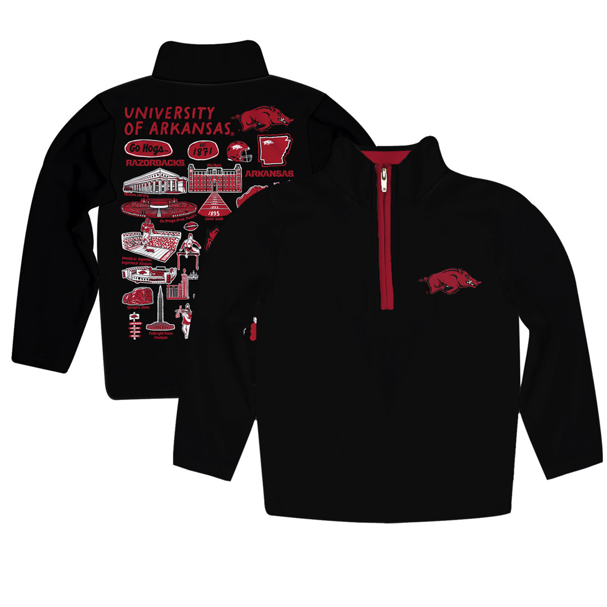 Toddler Vive La Fete Black  Arkansas Razorbacks Impressions Artwork Quarter-Zip Jacket