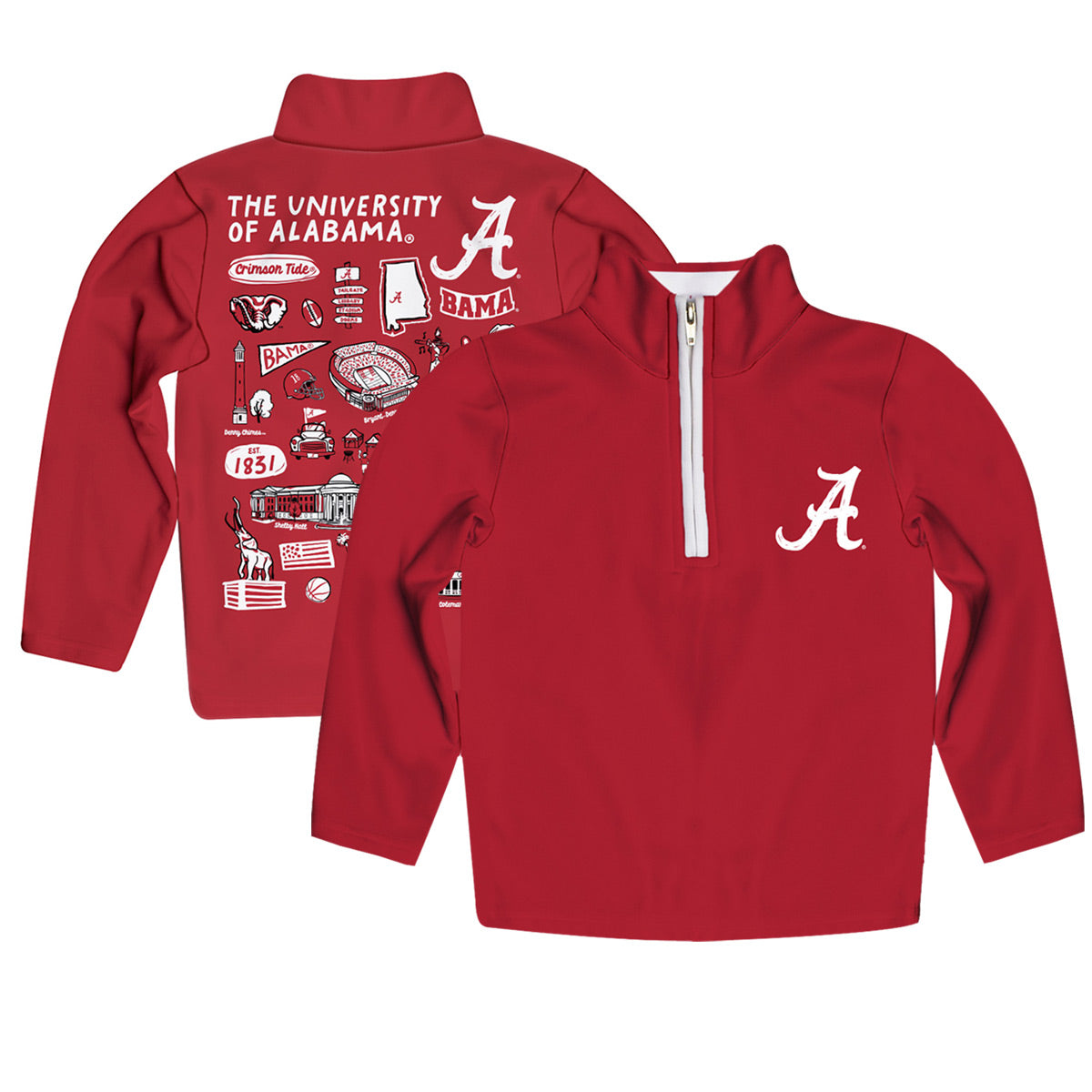 Toddler Vive La Fete Crimson  Alabama Crimson Tide Impressions Artwork Quarter-Zip Jacket