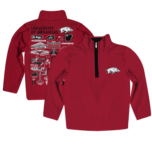 Toddler Vive La Fete Cardinal  Arkansas Razorbacks Impressions Artwork Quarter-Zip Jacket