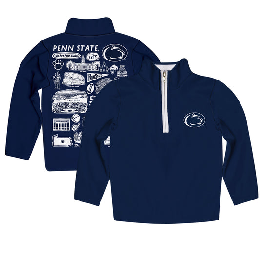 Toddler Vive La Fete Navy  Penn State Nittany Lions Impressions Artwork Quarter-Zip Jacket