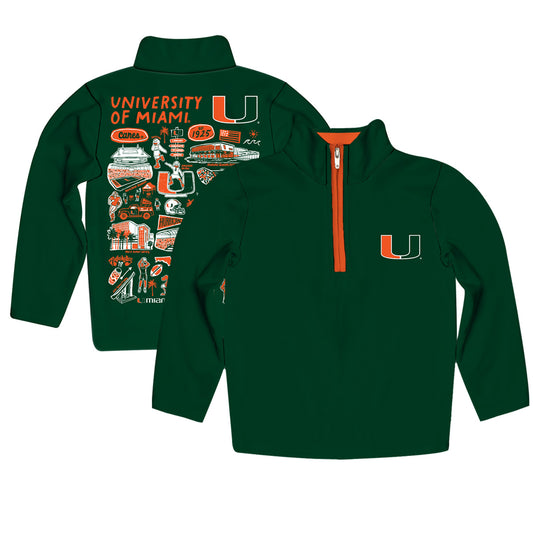 Toddler Vive La Fete Green  Miami Hurricanes Impressions Artwork Quarter-Zip Jacket