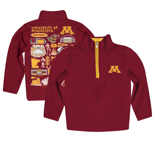 Toddler Vive La Fete Maroon  Minnesota Golden Gophers Impressions Artwork Quarter-Zip Jacket