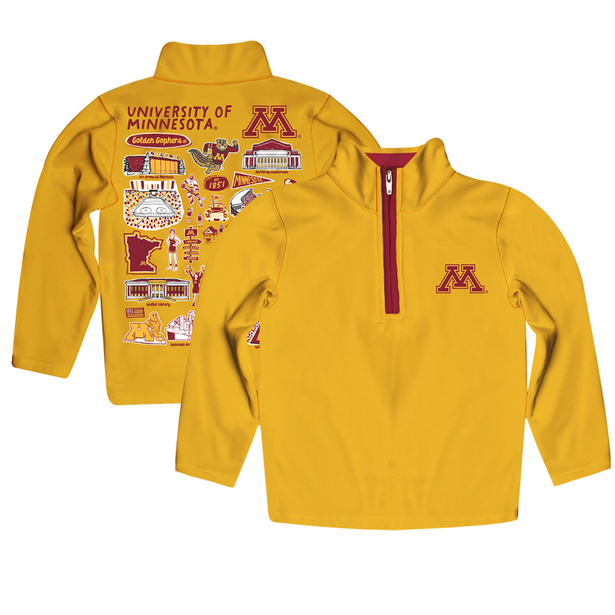 Toddler Vive La Fete Gold  Minnesota Golden Gophers Impressions Artwork Quarter-Zip Jacket