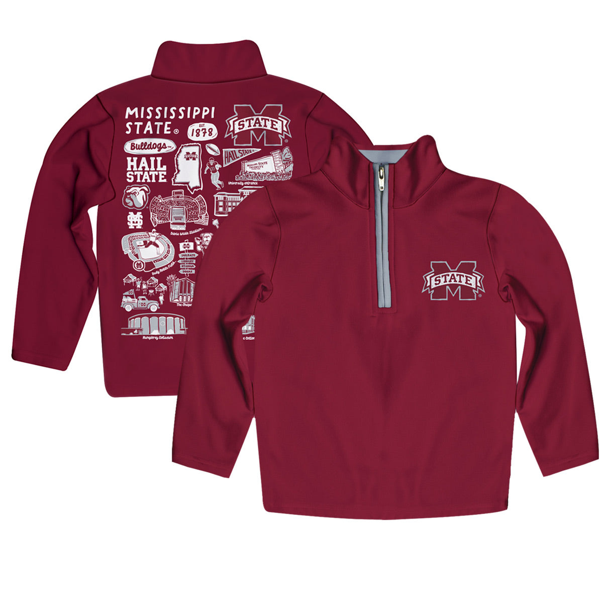 Toddler Vive La Fete Maroon  Mississippi State Bulldogs Impressions Artwork Quarter-Zip Jacket