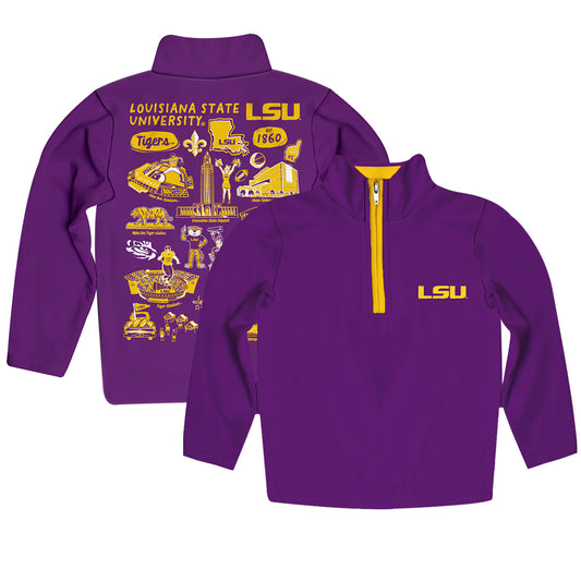 Toddler Vive La Fete Purple  LSU Tigers Impressions Artwork Quarter-Zip Jacket