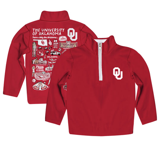 Toddler Vive La Fete Crimson  Oklahoma Sooners Impressions Artwork Quarter-Zip Jacket