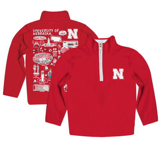 Toddler Vive La Fete Scarlet  Nebraska Huskers Impressions Artwork Quarter-Zip Jacket