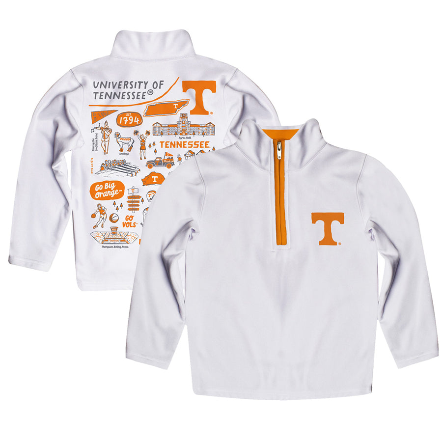 Toddler Vive La Fete White  Tennessee Volunteers Impressions Artwork Quarter-Zip Jacket